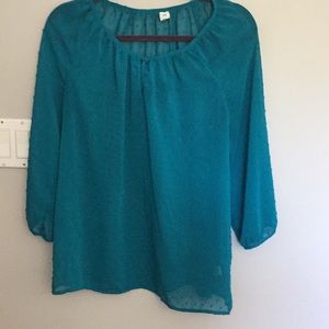 Old Navy Swiss Dot Blue Blouse